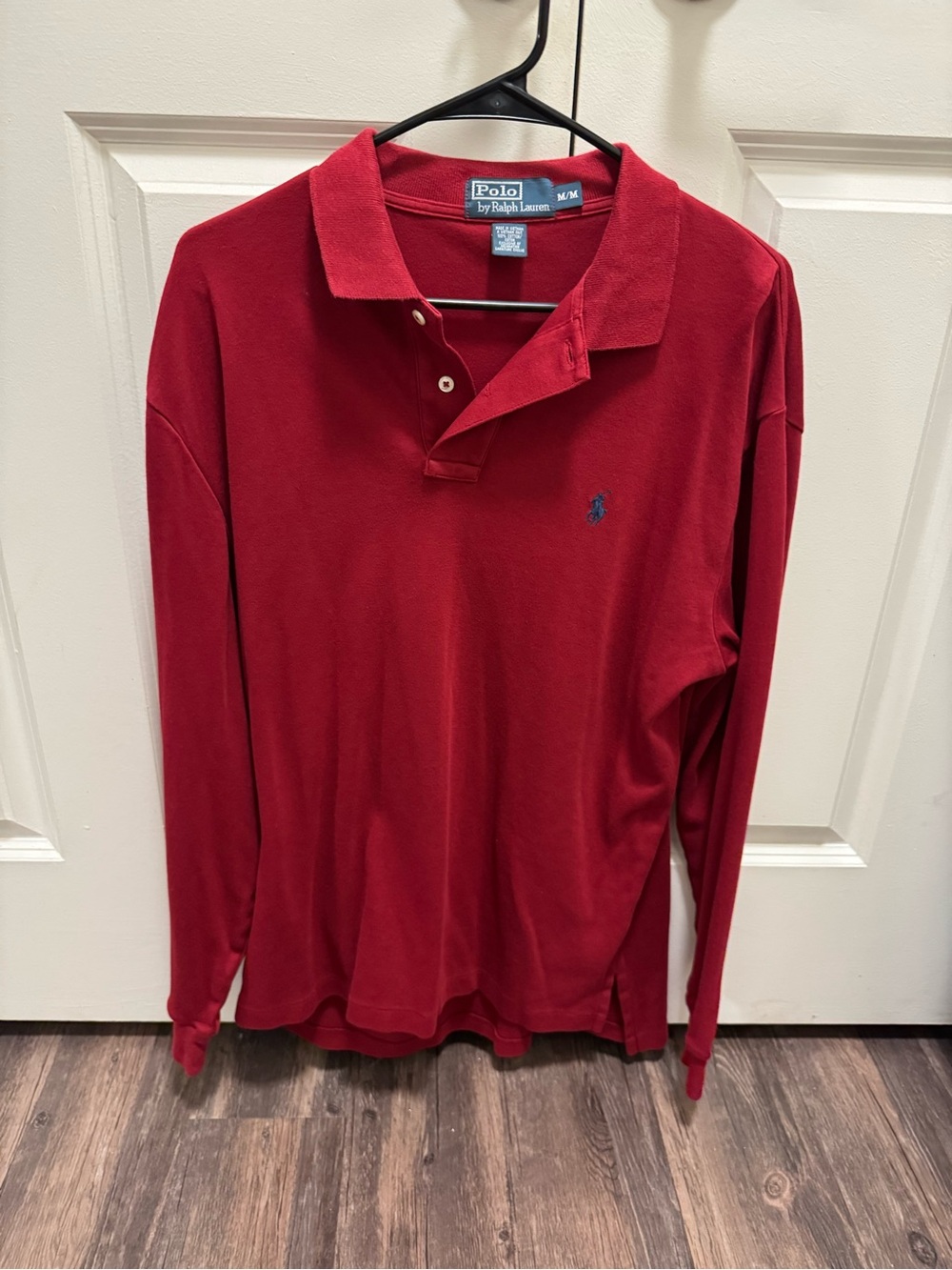 Polo by Ralph Lauren Long-Sleeve Polo in Deep Red with Navy Pony
